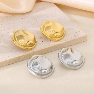 Minimalist irregular crumpled metal stud earrings in gold and silver finish