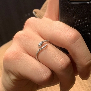 Vintage Silver Plated Copper Snake Ring For Women With Green And Clear Rhinestone Inlaid Adjustable Opening Animal Ring