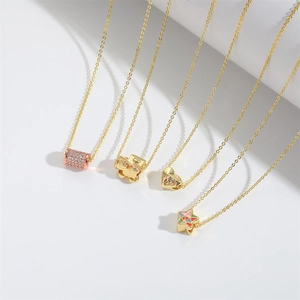 French vintage style pentagram star pendant necklaces in gold and rose gold finish