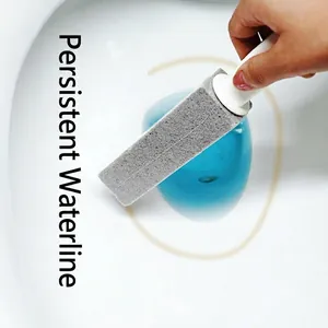 Pumice stone toilet brush with handle removing stubborn stains from ceramic surfaces