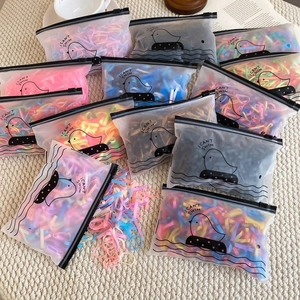 High Elasticity Hair Ties Mini Rubber Bands Colorful Small Durable Ponytail Holders For Women Girls Zipper Storage Bag