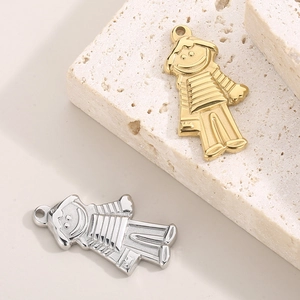 Polished gold and silver cartoon girl pendants made of stainless steel for necklaces