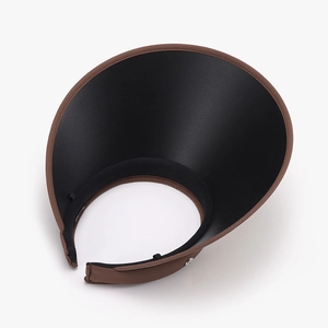 Brown headband sun visor hat with wide brim and UV protection for women's outdoor use