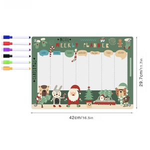 Detail showing magnetic Christmas weekly planner set with 6 markers and size 42x29.7cm