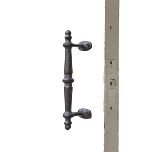Industrial vintage black iron handle for cabinets and wooden doors with rustic finish
