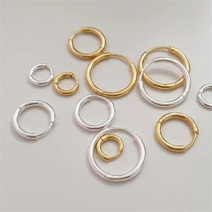 Minimalist 925 Sterling Silver Hoop Earrings 18K Gold Plated Round Circle Geometric Fashion Jewelry For Women