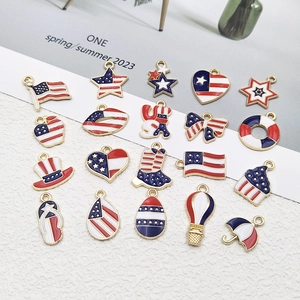 American Flag Enamel Alloy Charms Pendants USA Independence Day Theme Heart Star Shapes For DIY Jewelry Making