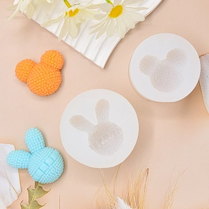 DIY silicone molds for bear and rabbit shaped fondant with fine grid texture finish