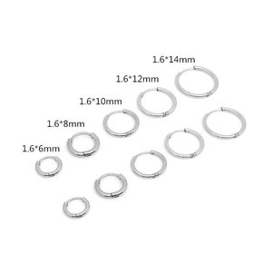 Detailed comparison of five gold stainless steel hoop earrings in sizes 6mm to 14mm