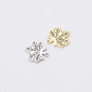 Mirror polished stainless steel maple leaf charms in gold and silver finish