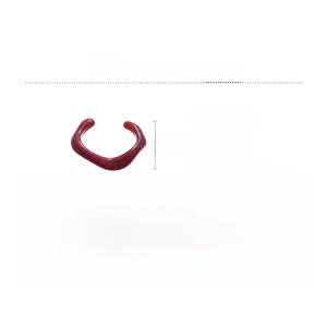 Irregular deep red acrylic open bangle specs with dimensions 8.5cm x 6.5cm