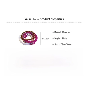 Detail showing weight and dimensions of bohemian colorful multi-layer bead bracelets set
