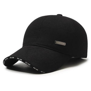 Men winter fleece baseball cap with ear protection and stylish metal plate logo