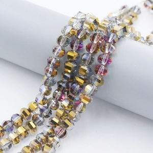 Faceted 8mm crystal watermelon beads for DIY jewelry making in amber and AB colorful tones