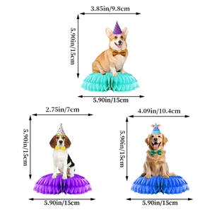 Centrotavola a nido d'ape per festa di compleanno per cani con disegni di Corgi e Beagle