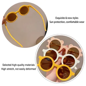 Fashionable toddler sunglasses with bear ears and round matte frames for sun protection