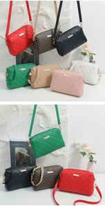 Collection of quilted crossbody bags in various colors with elegant gold metal hardware