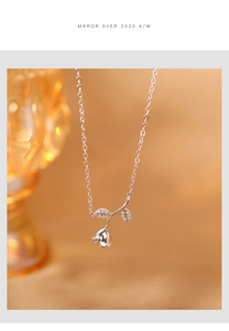 Detailed view of S925 sterling silver rose pendant with sparkling cubic zirconia accents