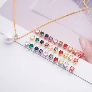 Close-up of S925 sterling silver colorful zircon jewelry connectors for pearl pendants