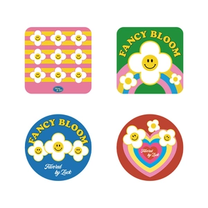 Cartoon diatom mud heat-resistant placemats with retro flower and smiley face patterns