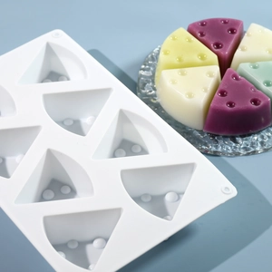 8-cavity cheese slice silicone mold for DIY mousse cakes and handmade soaps