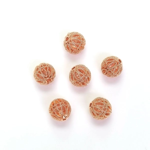 Lot de six perles évidées en or rose pour création de bijoux DIY avec texture fine