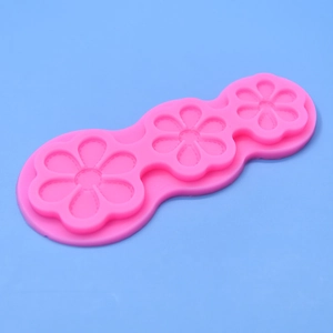 Three-cavity pink silicone flower mold for DIY baking and cake mousse decoration