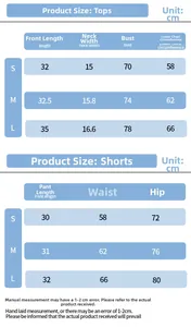 Tableau des tailles détaillé en cm pour l'ensemble de yoga sans couture haut et short