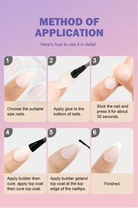Guide d'application étape par étape des faux ongles French avec gel et top coat brillant