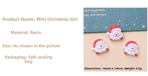 Mini Christmas girl resin charms for DIY hair clips with Santa hat and white beard detail