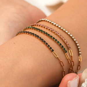 Spliced Bracelet Stainless Steel Paperclip And Zircon Tennis Chain Gold Plated Elegant Jewelry For Women