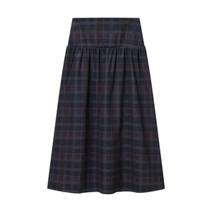 Damen Karo-Midirock mit hoher Taille und Faltenwurf in klassischem elegantem Design