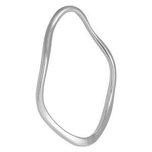 Polished silver irregular geometric pendant in 304 stainless steel on a white background