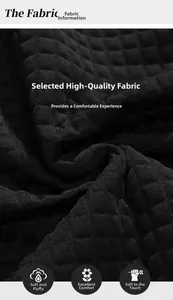 Detail of premium black quilted knit fabric showing soft texture and diamond pattern