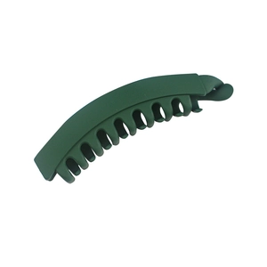 Elegant matte dark green banana hair clip for women with a minimalist Korean design style