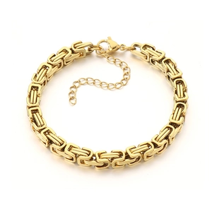 Minimalist 18K gold plated stainless steel Byzantine chain bracelet with lobster clasp
