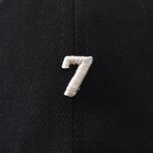 Black cotton baseball cap featuring high-quality 3D embroidered number seven