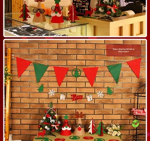 Detailed felt Christmas banners with reindeer and tree ornaments for festive decor