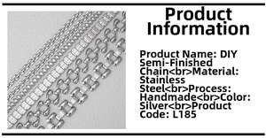 Detailed macro view of silver stainless steel DIY jewelry chains in five link styles