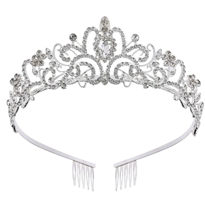 Elegant Bridal Rhinestone Tiara Alloy Crystal Wedding Hair Accessories With Side Combs Vintage Baroque Style For Women