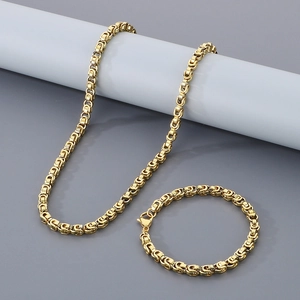 Bijoux Collier Et Bracelet Chaîne Byzantine Acier Inoxydable Poli Maille Classique Mode Unisexe