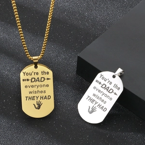 Polished gold and silver Dad dog tag necklaces with laser engraved sentimental message