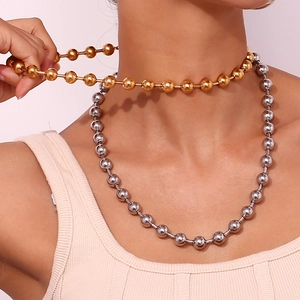 Collier chic à billes dorées 18 carats et argentées pour femmes au style audacieux