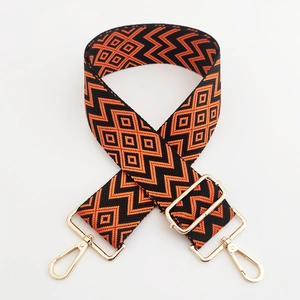 5cm wide adjustable knit replacement bag strap with orange and black diamond patterns