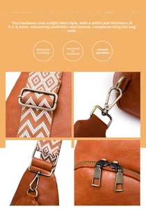 Detail of vintage bronze hardware and thickened smooth zipper on retro brown PU bag