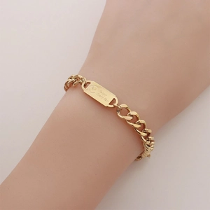 Cuban Chain Bracelet Stainless Steel Smiley Face Happy Every Day Engraved Plate Hip Hop Trendy Jewelry For Men Women