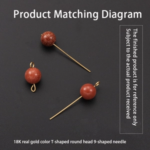 DIY jewelry 18K gold plated stainless steel T-shape, round head, and 9-shape needle set