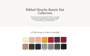 Detailed chart showing 14 available colors for the ribbed knit slouchy winter beanie