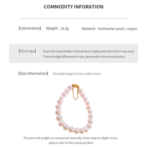 Dettagli del bracciale di perle d'acqua dolce con peso di 14,4g e dimensioni di 6,6cm