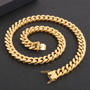 Chaîne cubaine en acier inoxydable doré avec fermoir dragon pour homme, bijoux style hip hop